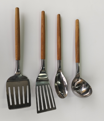 4-pieces Olive wood 430 stainless steel kitchen utensil set