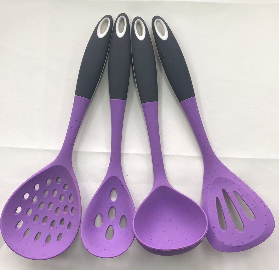 4-pieces colorful dot silicone utensil set
